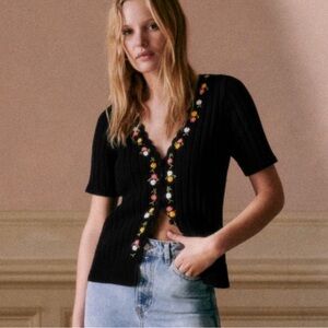 Sezane flower cardigan.